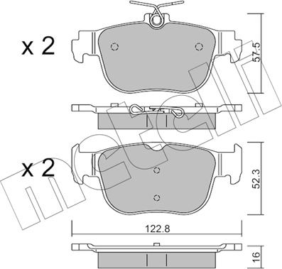 Metelli 22-1281-0 - Гальмівні колодки, дискові гальма autozip.com.ua