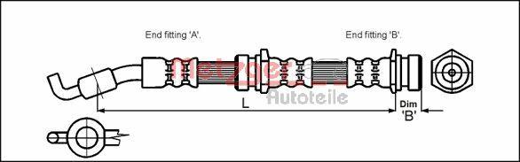 Metzger 4114722 - Гальмівний шланг autozip.com.ua