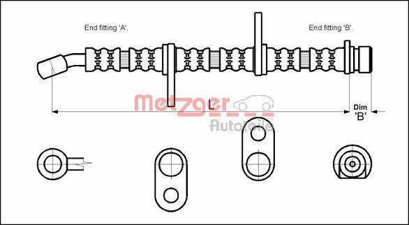 Metzger 4113605 - Гальмівний шланг autozip.com.ua