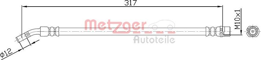 Metzger 4113680 - Гальмівний шланг autozip.com.ua