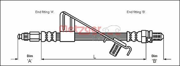 Metzger 4112528 - Гальмівний шланг autozip.com.ua