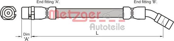 Metzger 4112834 - Гальмівний шланг autozip.com.ua