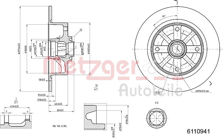 Metzger 6110941 - Гальмівний диск autozip.com.ua