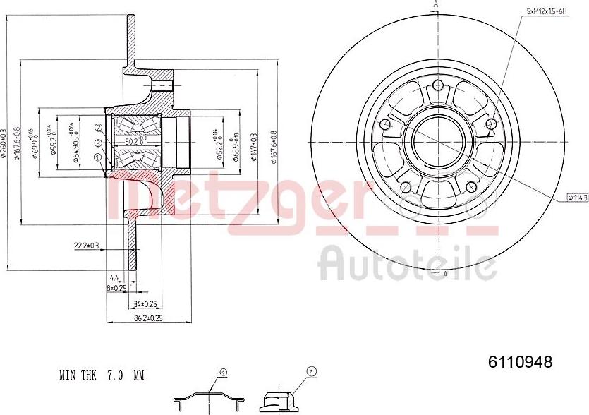 Metzger 6110948 - Гальмівний диск autozip.com.ua