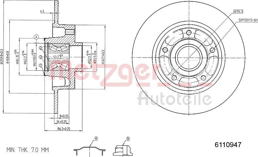 Metzger 6110947 - Гальмівний диск autozip.com.ua