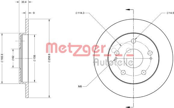 Metzger 6110498 - Гальмівний диск autozip.com.ua