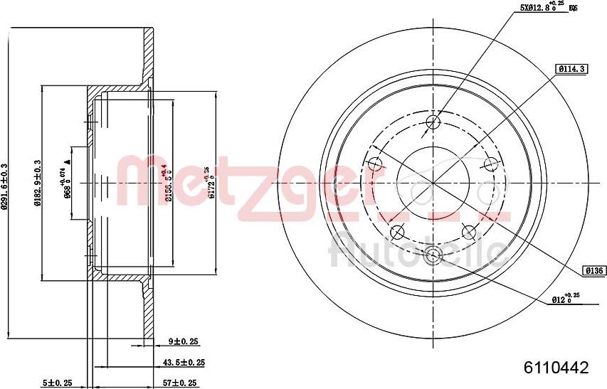 Metzger 6110442 - Гальмівний диск autozip.com.ua