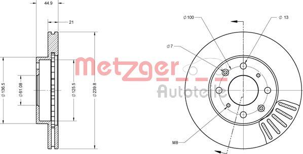 Metzger 6110454 - Гальмівний диск autozip.com.ua