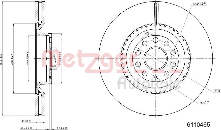 Metzger 6110465 - Гальмівний диск autozip.com.ua