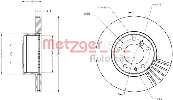 Metzger 6110461 - Гальмівний диск autozip.com.ua