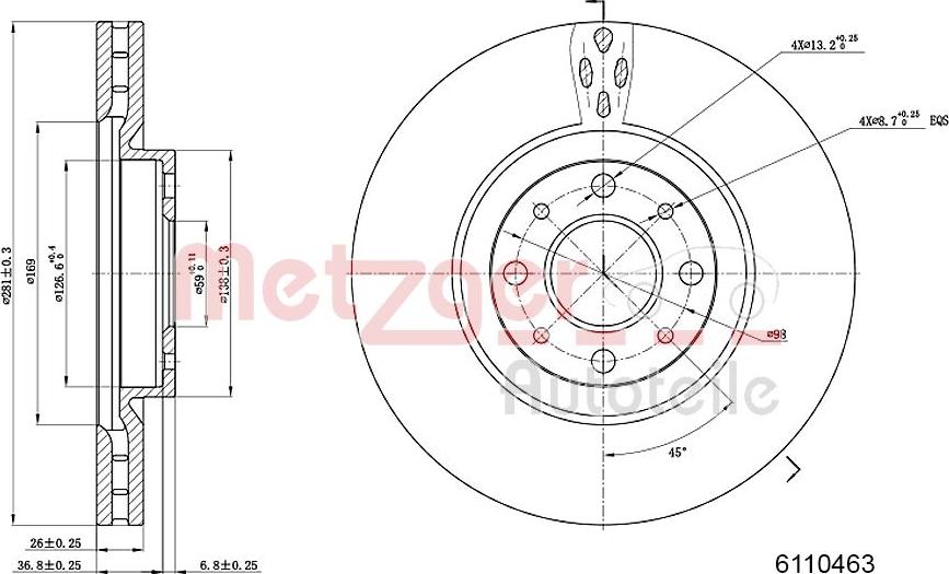 Metzger 6110463 - Гальмівний диск autozip.com.ua