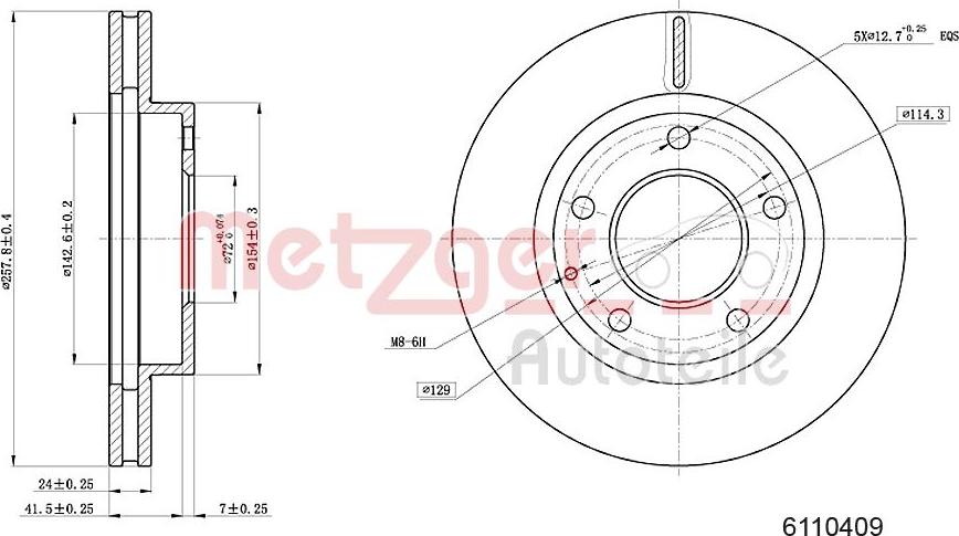 Metzger 6110409 - Гальмівний диск autozip.com.ua