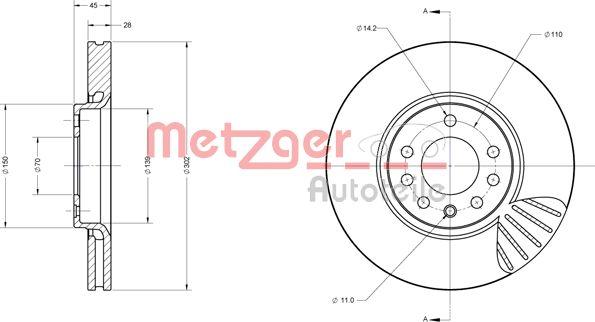 Metzger 6110404 - Гальмівний диск autozip.com.ua