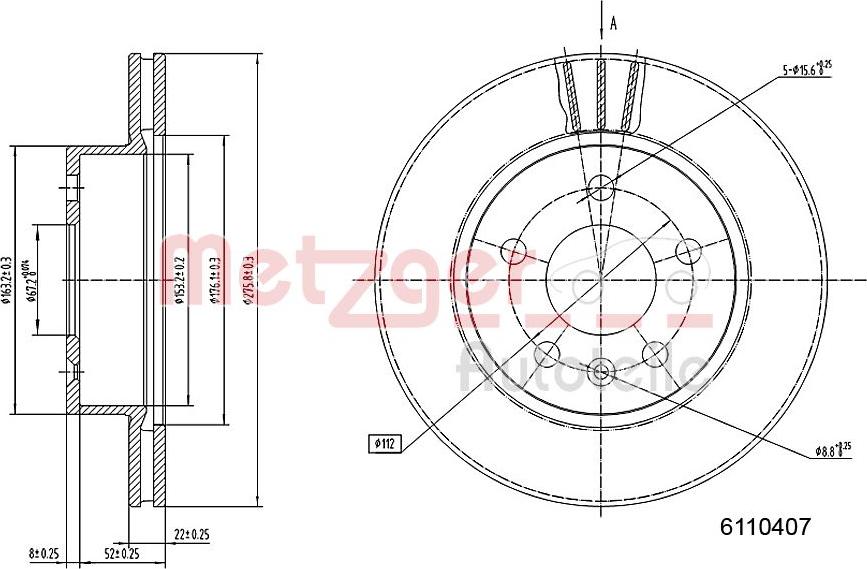 Metzger 6110407 - Гальмівний диск autozip.com.ua