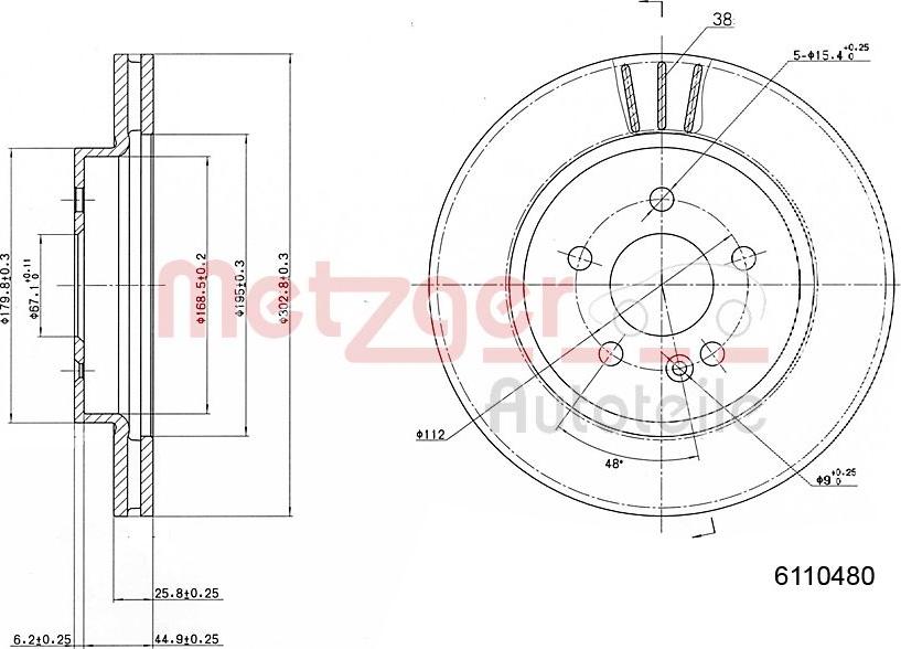 Metzger 6110480 - Гальмівний диск autozip.com.ua