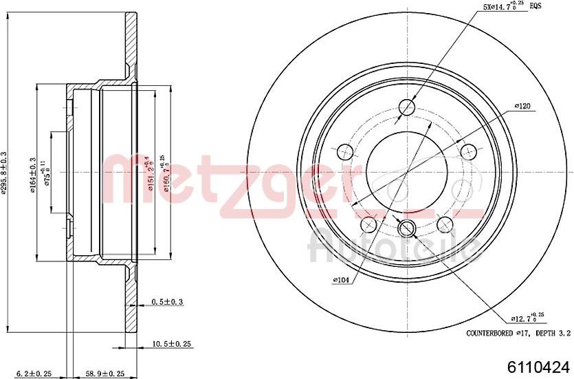 Metzger 6110424 - Гальмівний диск autozip.com.ua