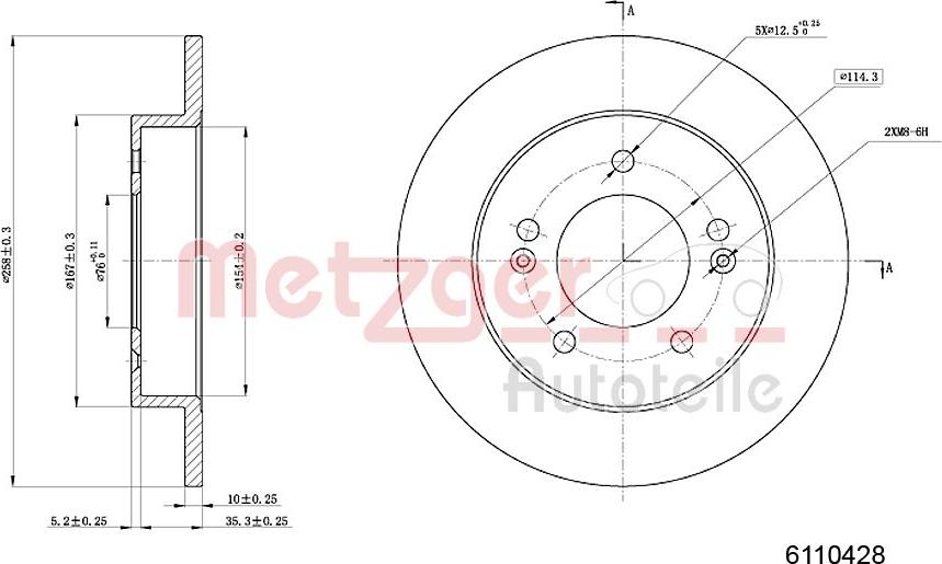 Metzger 6110428 - Гальмівний диск autozip.com.ua