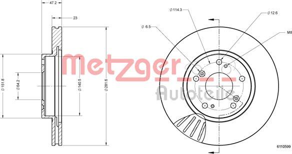 Metzger 6110599 - Гальмівний диск autozip.com.ua