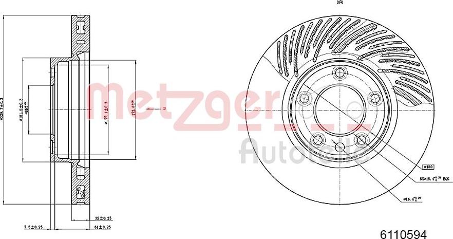 Metzger 6110594 - Гальмівний диск autozip.com.ua