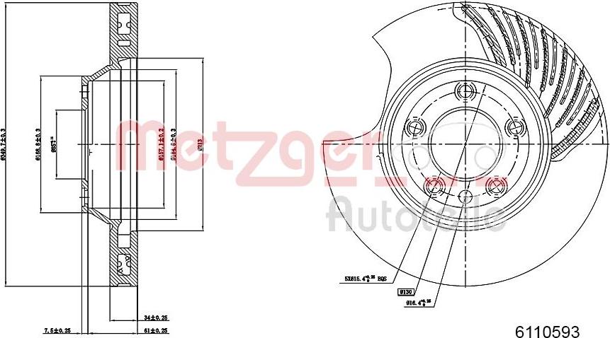 Metzger 6110593 - Гальмівний диск autozip.com.ua