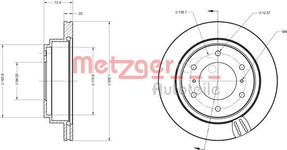 Metzger 6110549 - Гальмівний диск autozip.com.ua