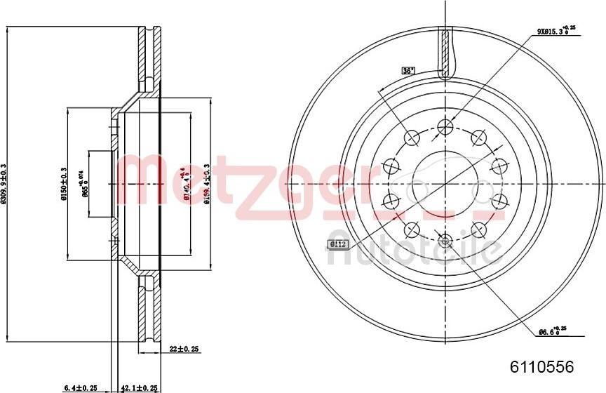 Metzger 6110556 - Гальмівний диск autozip.com.ua