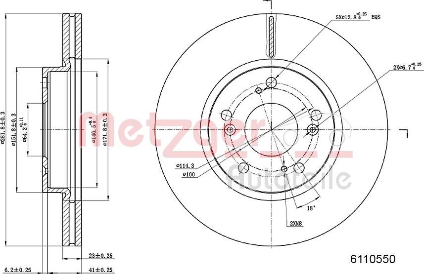 Metzger 6110550 - Гальмівний диск autozip.com.ua