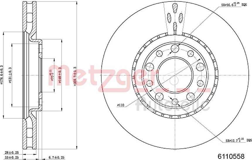 Metzger 6110558 - Гальмівний диск autozip.com.ua