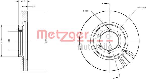 Metzger 6110508 - Гальмівний диск autozip.com.ua