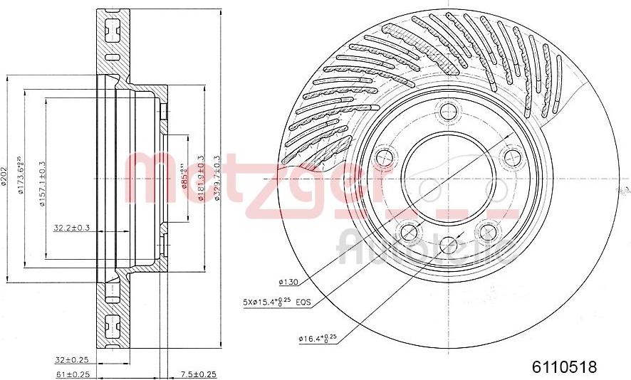 Metzger 6110518 - Гальмівний диск autozip.com.ua