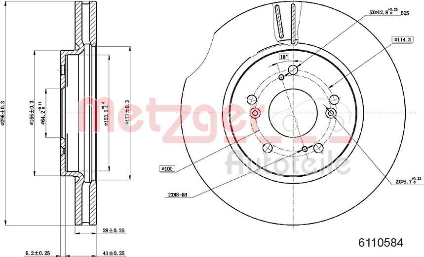 Metzger 6110584 - Гальмівний диск autozip.com.ua