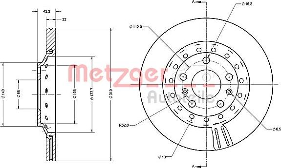 Metzger 6110588 - Гальмівний диск autozip.com.ua