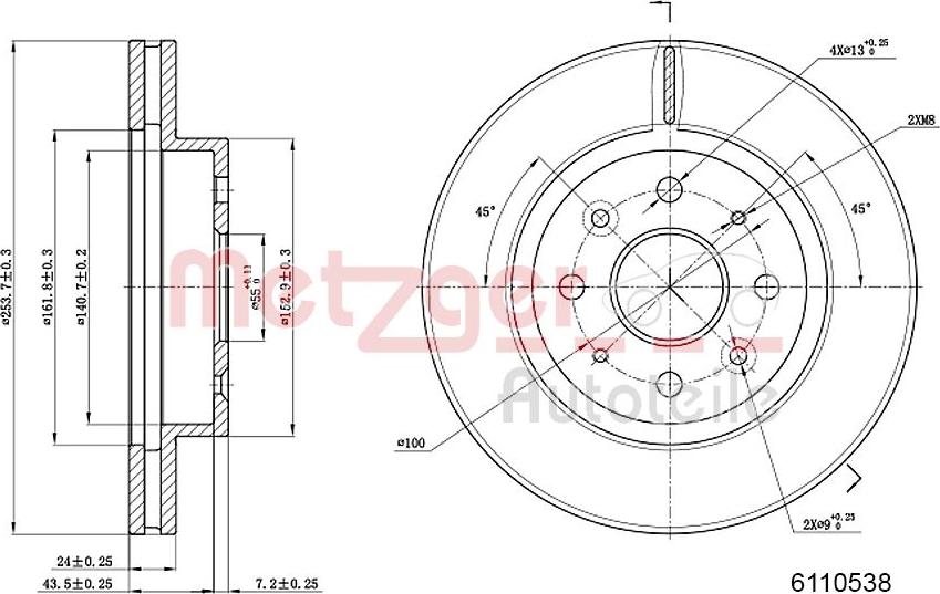 Metzger 6110538 - Гальмівний диск autozip.com.ua