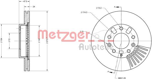 Metzger 6110523 - Гальмівний диск autozip.com.ua