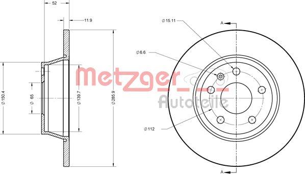 Metzger 6110574 - Гальмівний диск autozip.com.ua