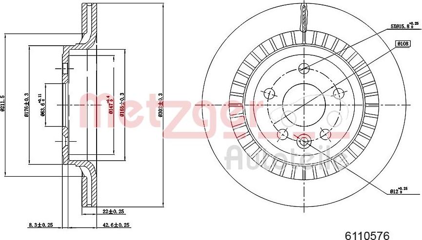 Metzger 6110576 - Гальмівний диск autozip.com.ua