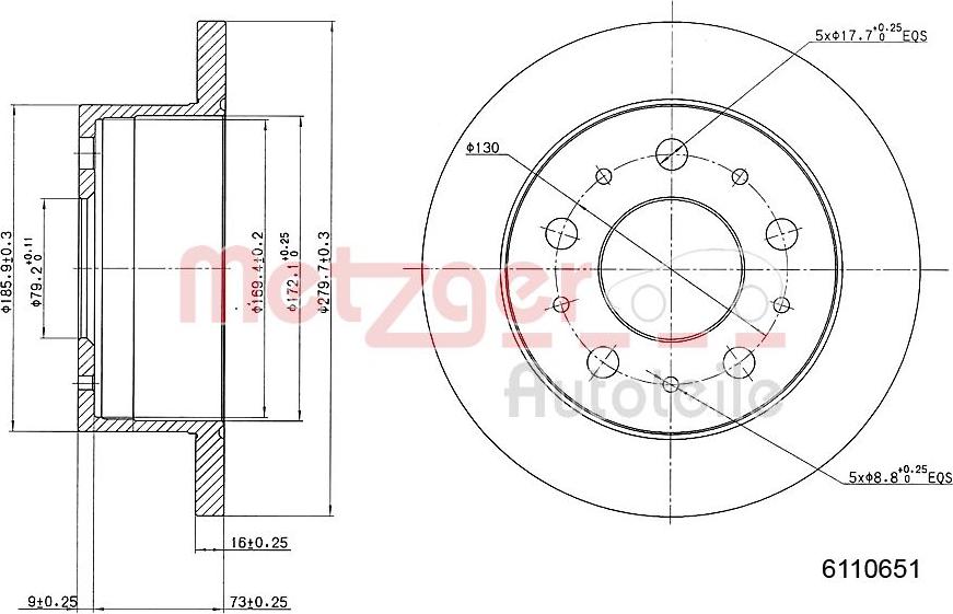 Metzger 6110651 - Гальмівний диск autozip.com.ua