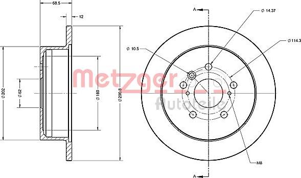 Metzger 6110658 - Гальмівний диск autozip.com.ua