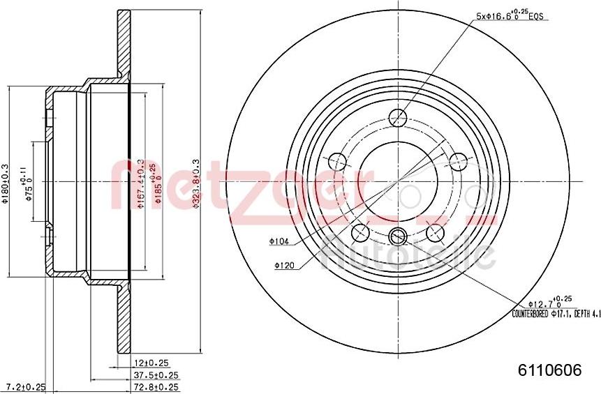 Metzger 6110606 - Гальмівний диск autozip.com.ua