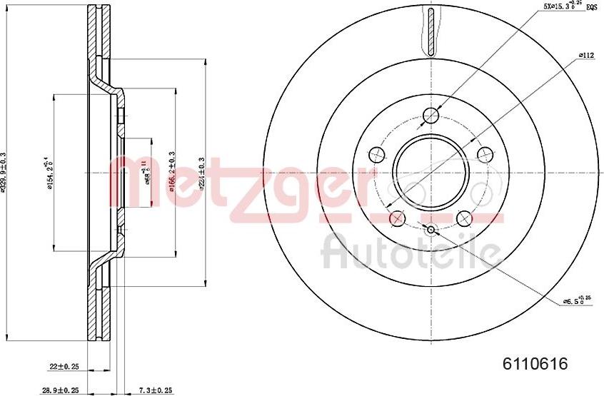 Metzger 6110616 - Гальмівний диск autozip.com.ua