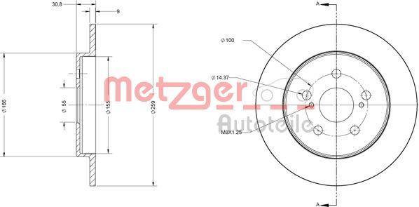 Metzger 6110617 - Гальмівний диск autozip.com.ua