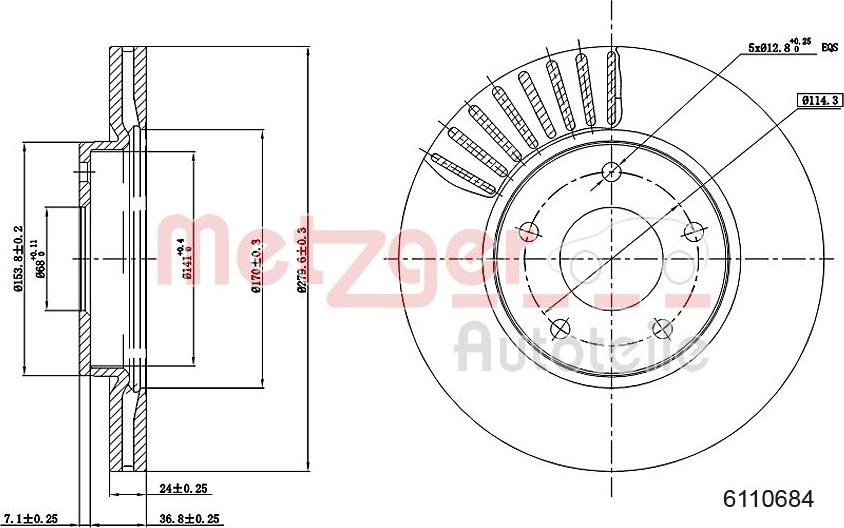 Metzger 6110684 - Гальмівний диск autozip.com.ua