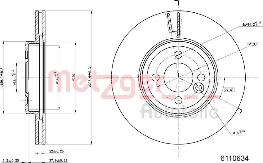 Metzger 6110634 - Гальмівний диск autozip.com.ua