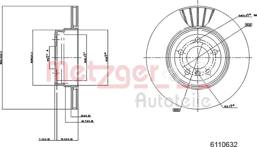 Metzger 6110632 - Гальмівний диск autozip.com.ua