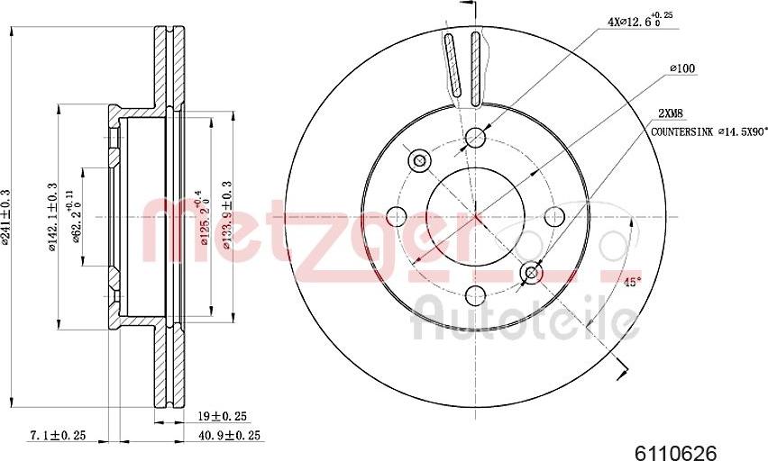 Metzger 6110626 - Гальмівний диск autozip.com.ua