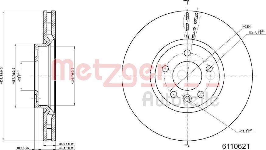 Metzger 6110621 - Гальмівний диск autozip.com.ua