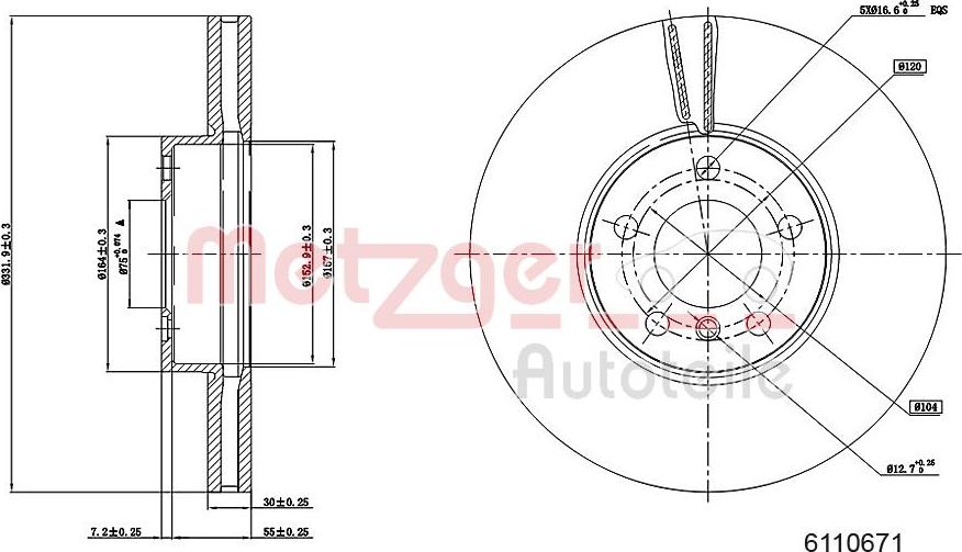 Metzger 6110671 - Гальмівний диск autozip.com.ua