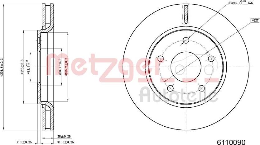 Metzger 6110090 - Гальмівний диск autozip.com.ua