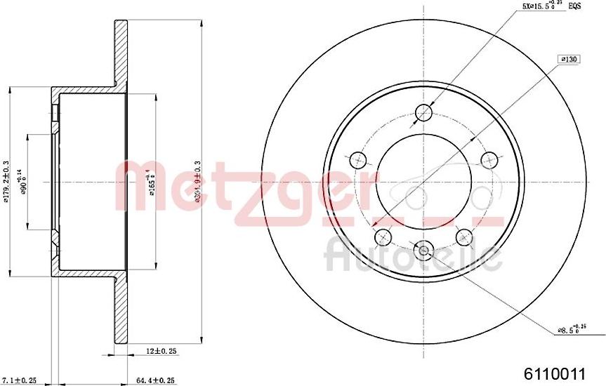 Metzger 6110011 - Гальмівний диск autozip.com.ua