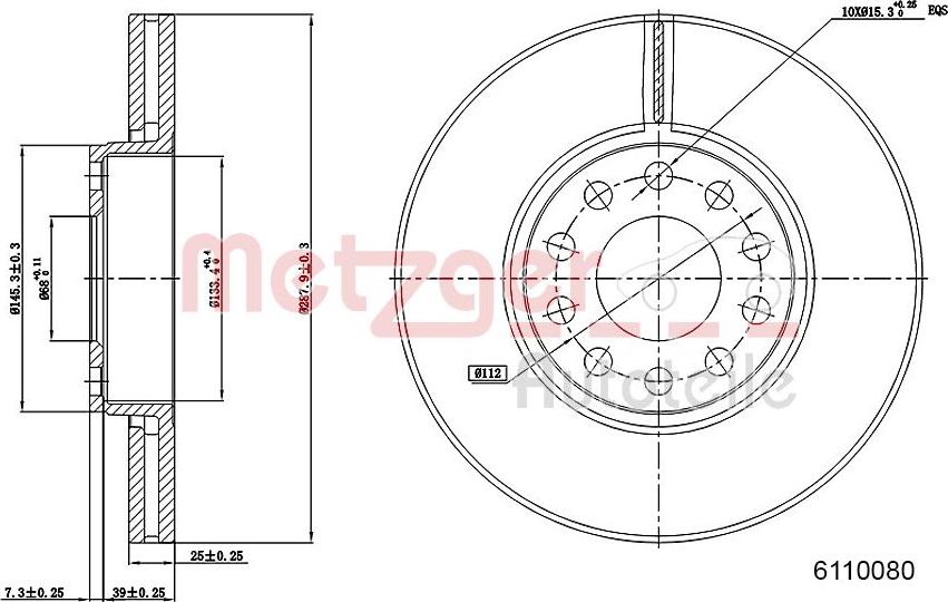 Metzger 6110080 - Гальмівний диск autozip.com.ua